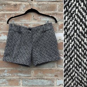 The Limited Shorts Grey Herringbone Tweed Black White Drew Fit Nubby Academia
